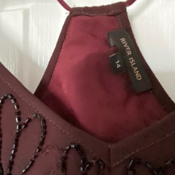 River island beaded tank top plum maroon strap - Picture 5 of 14
